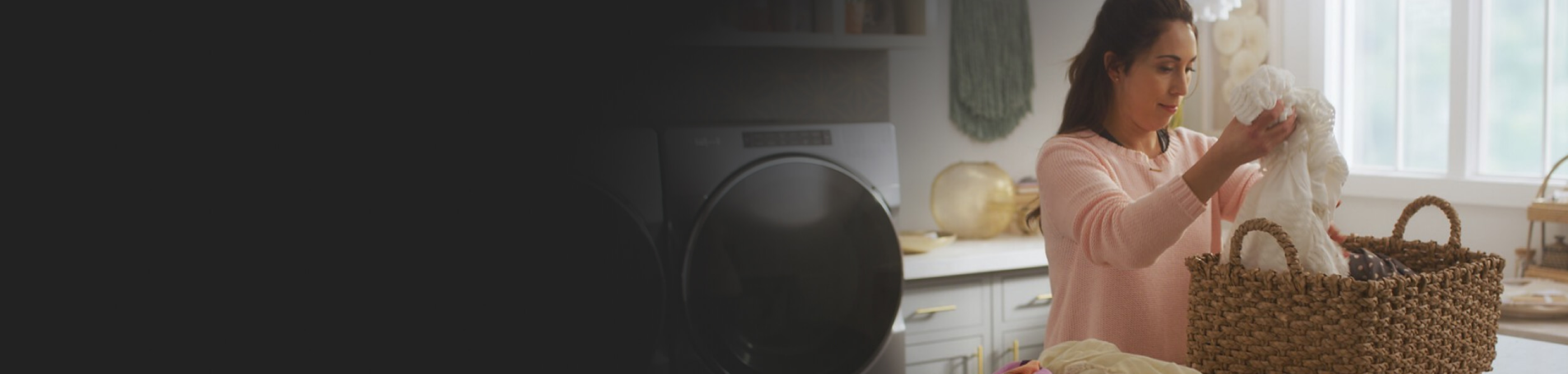 Laundry being sorted on a countertop