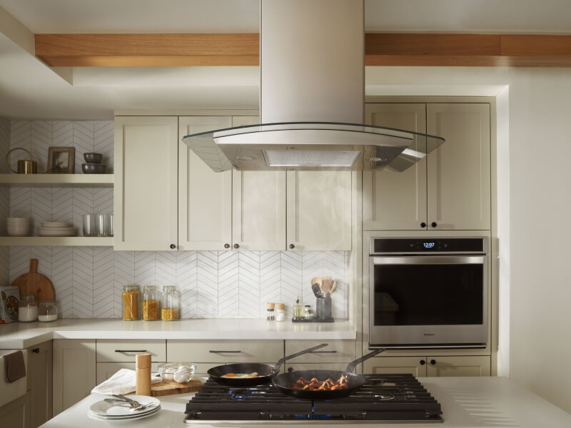 A canopy hood in a modern kitchen.