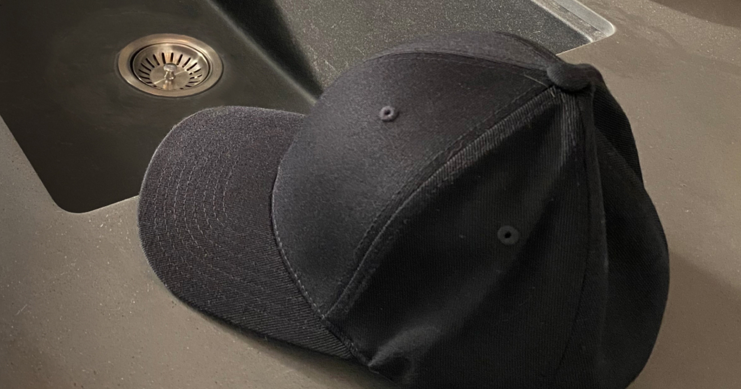 Baseball cap sitting on a counter
