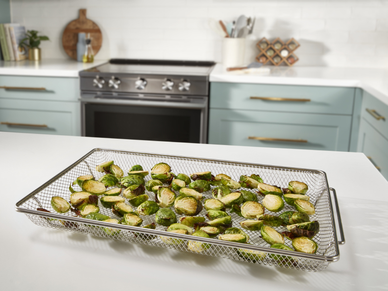 Brussels sprouts in an air fry basket
