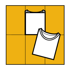 A diagram showing the bottom of a T-shirt being folded up.