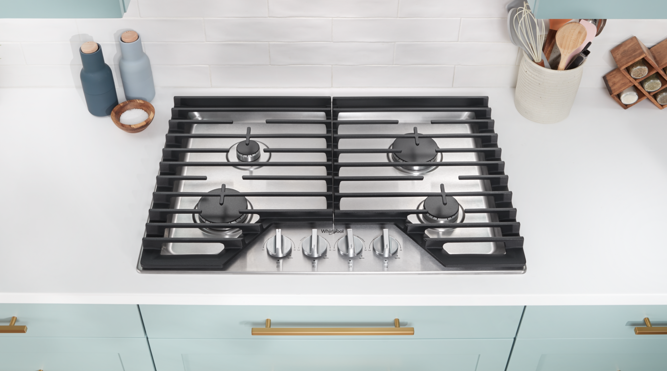 A Whirlpool® Standard Cooktop in a modern kitchen
