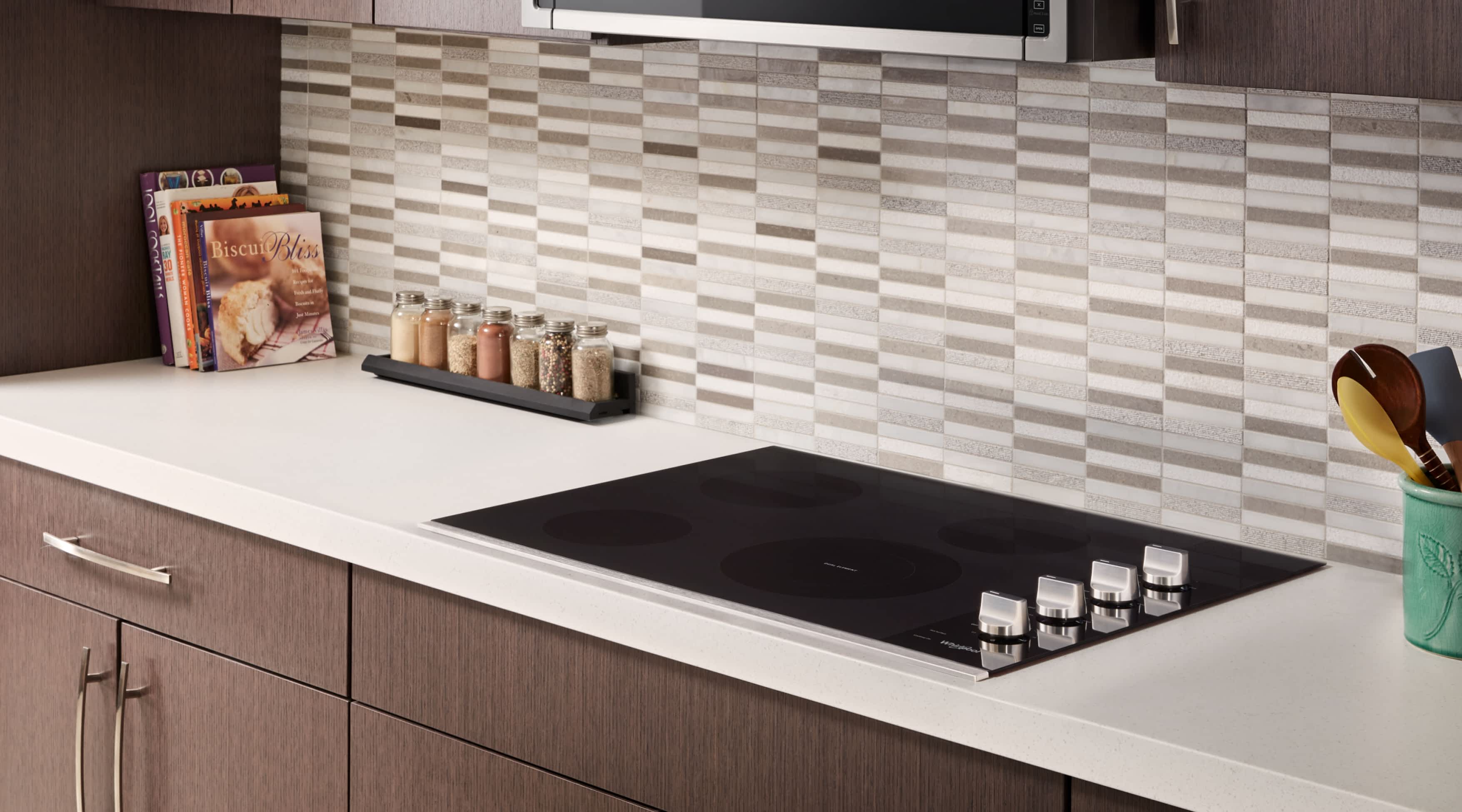 A Whirlpool® Starter Cooktop in a modern kitchen