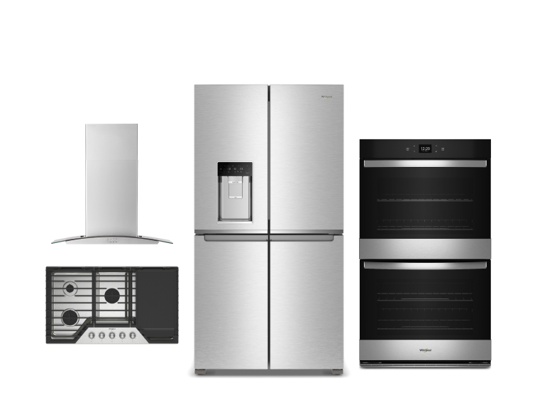 4 Door Refrigerator, Smart Wall Oven, Gas Cooktop and Range Hood