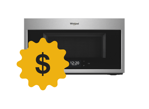 A Whirlpool® Microwave with a dollar sign icon