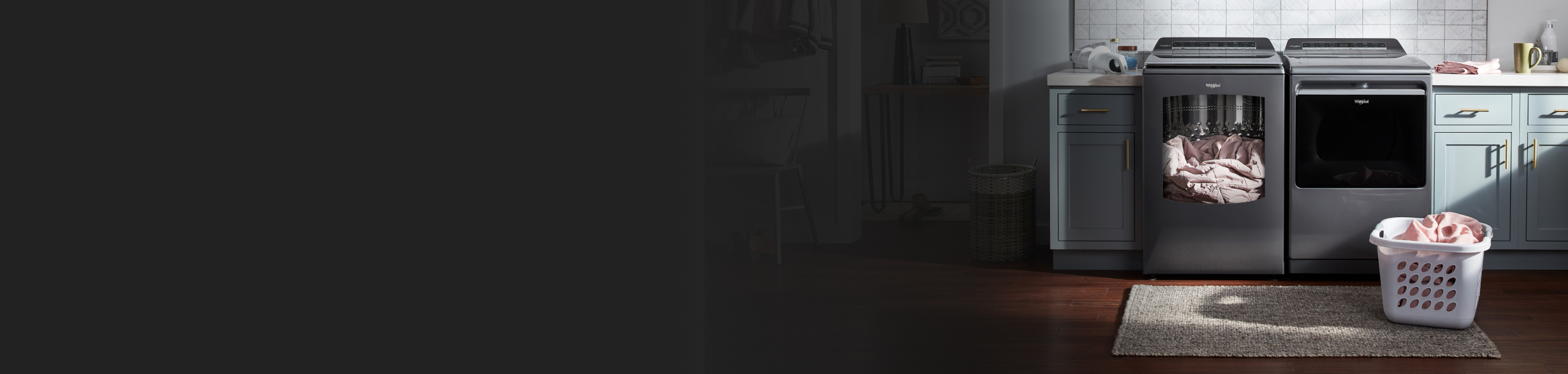 Metallic gray Whirlpool® washer and dryer