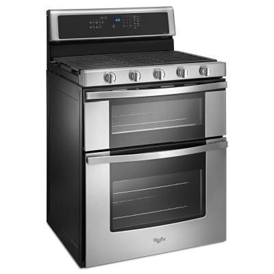 A Whirlpool® double oven range.