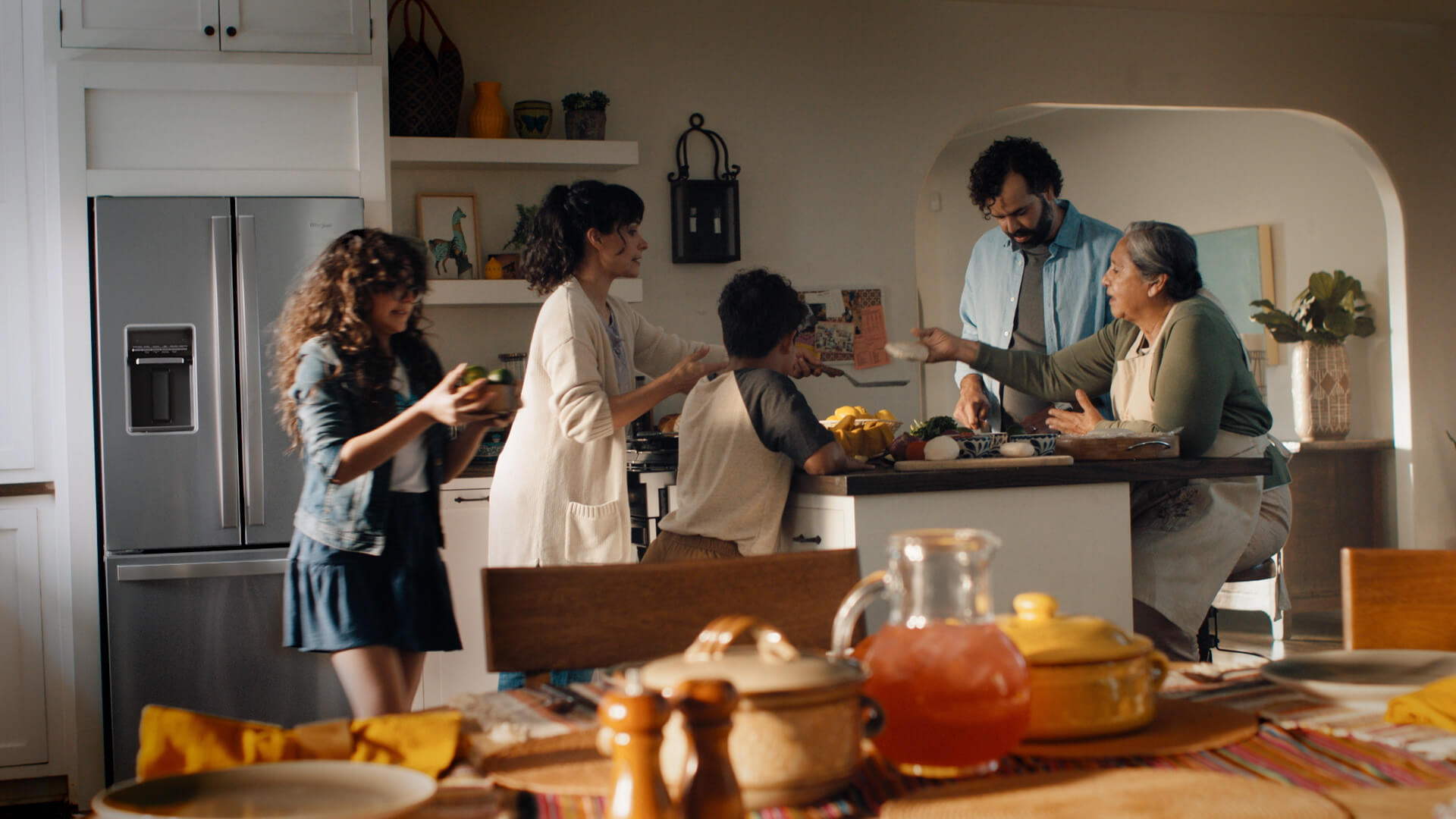 A family cooking together
