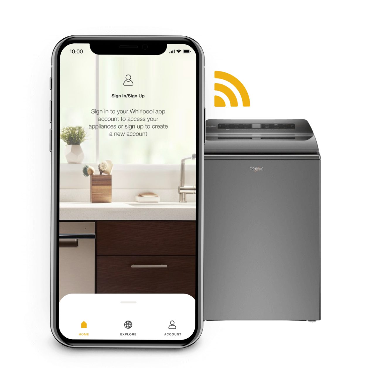 App screen on phone with washer