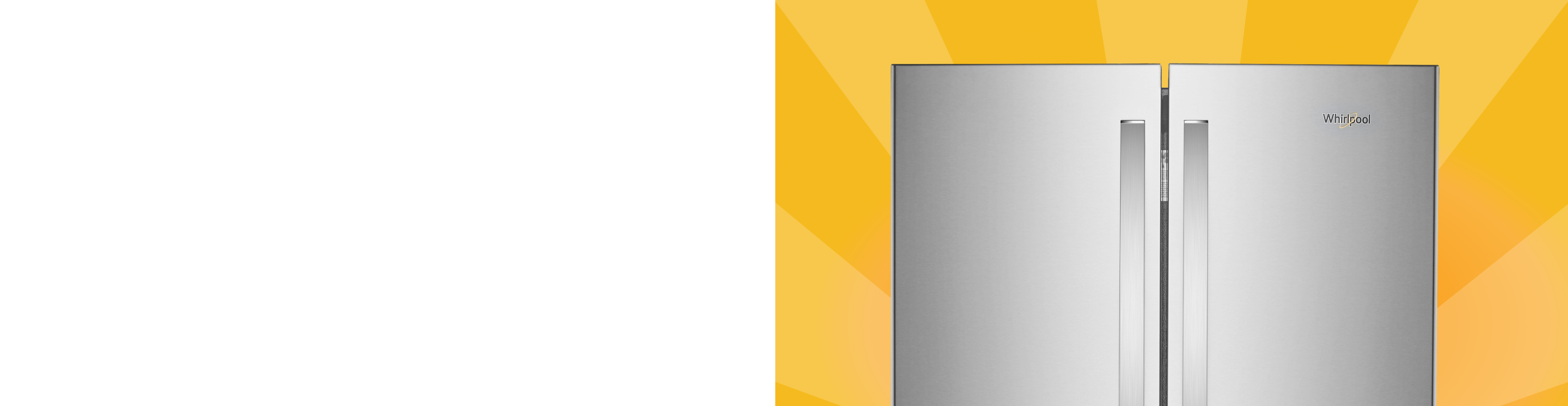 An open Whirlpool® 4 Door Refrigerator in a kitchen