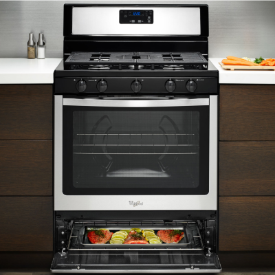 A range with a broiler underneath the main oven