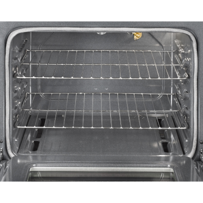 Empty, open oven cavity with racks