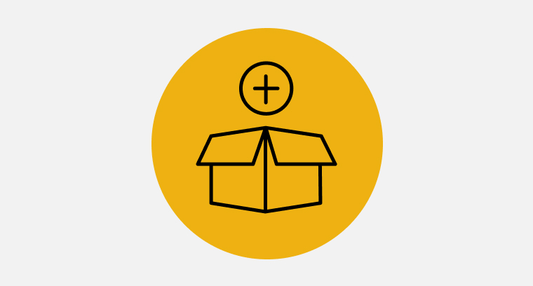 Box with plus sign icon