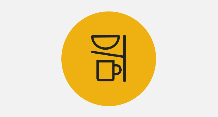An icon representing two cups sitting above and below the Cup Shelves of a Whirlpool® Dishwasher