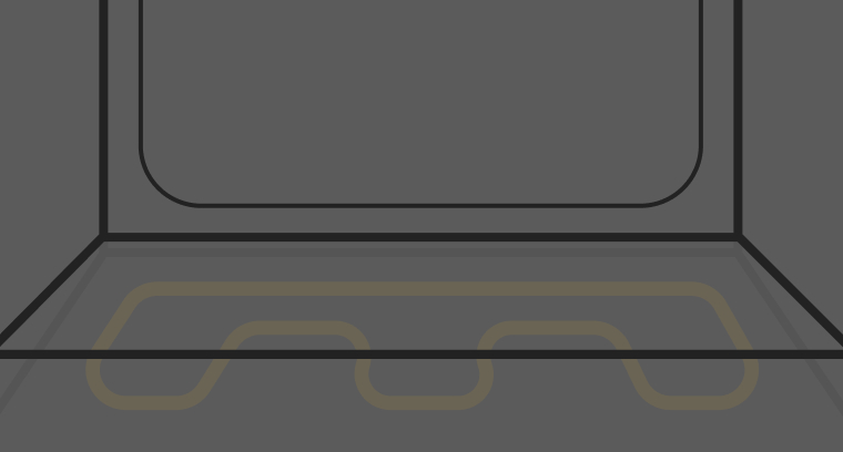 A line drawing of an oven cavity showing the hidden bake element 