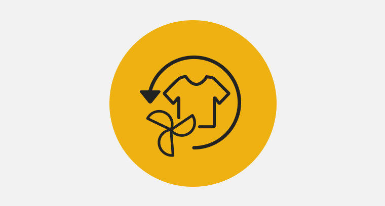 Icon with a t-shirt, fan and a circular arrow