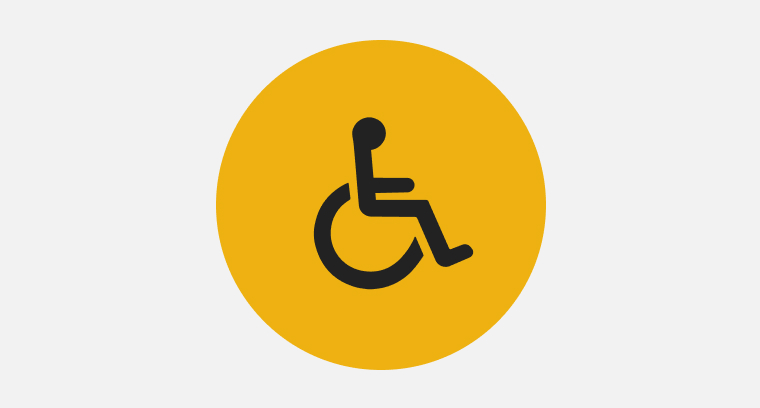 Icon of a person using a wheelchair 