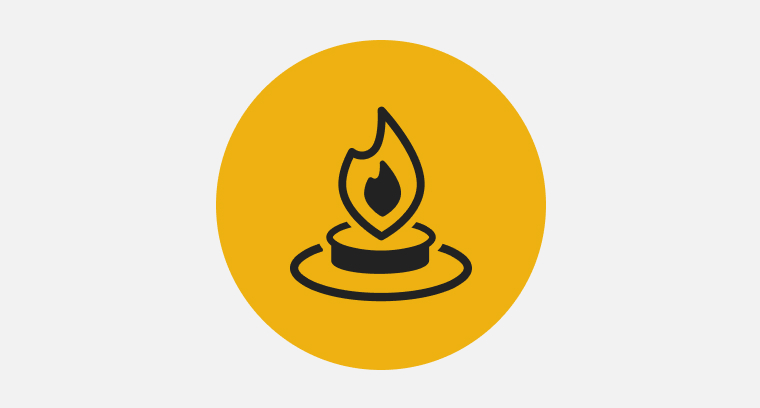 Icon of a cooktop burner with a flame