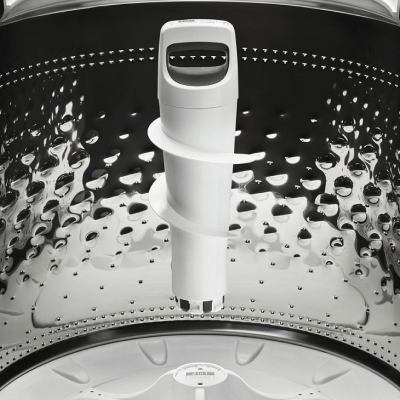 An agitator inside a washer drum