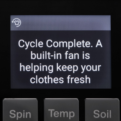 A cycle notification on a washer screen