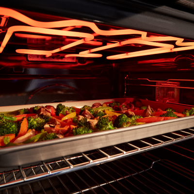 Veggies under a broiler