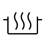 An icon of a box with a plate graphic with steam lines above it