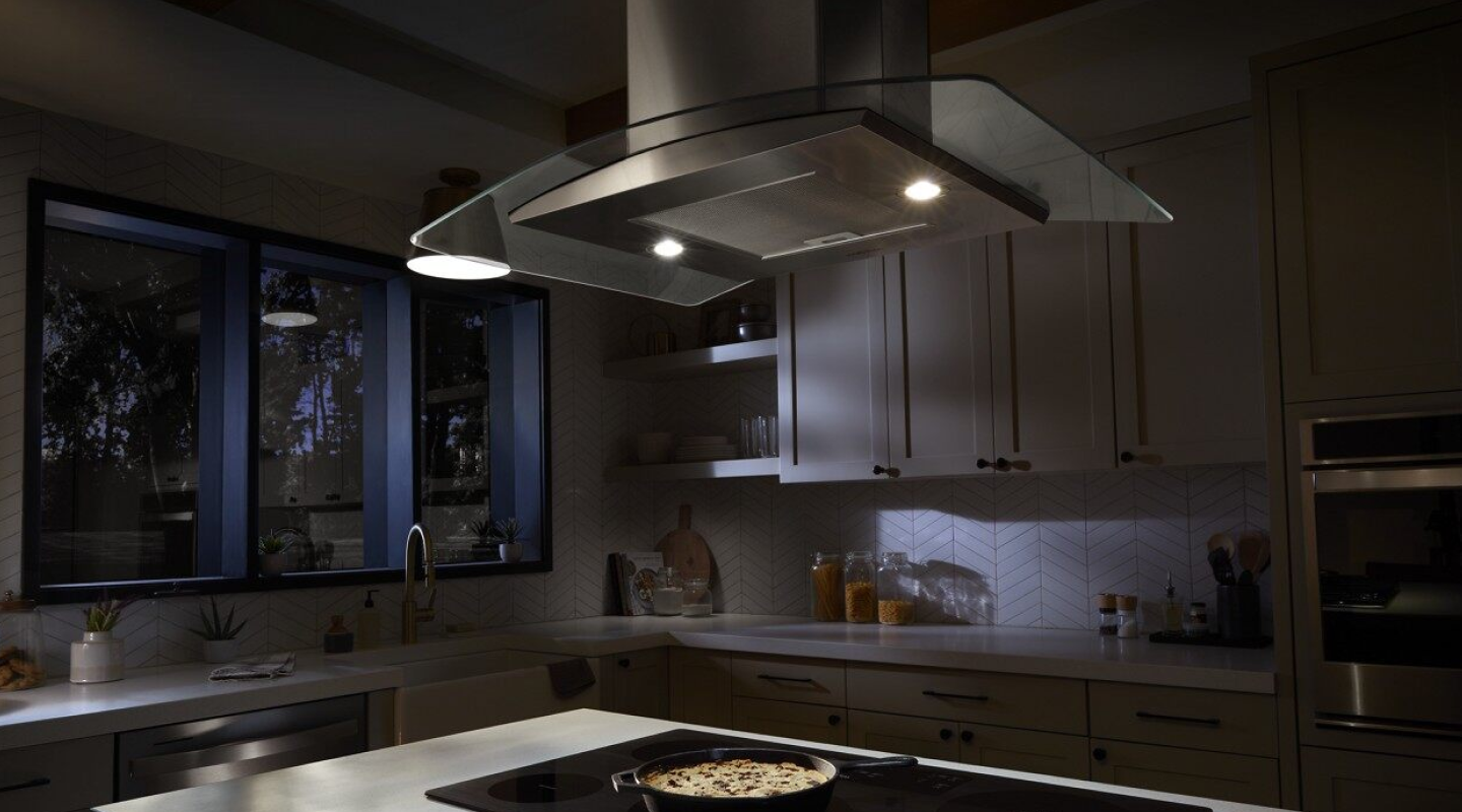 Whirlpool® 36" Curved Glass Island Mount Range Hood