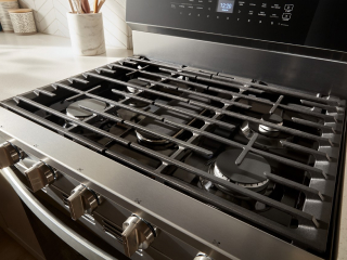 Close-up image of a gas kitchen range