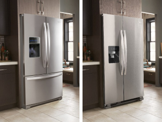 Side-by-side images of French door and side-by-side refrigerators