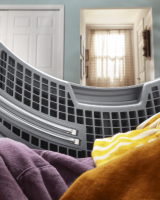 Dryer filter seen from inside a front load dryer