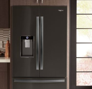A French door refrigerator in a kitchen