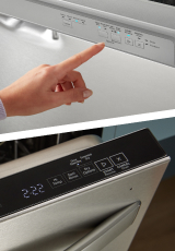 Comparison images of top and front control dishwashers