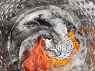 Laundry inside a washing machine