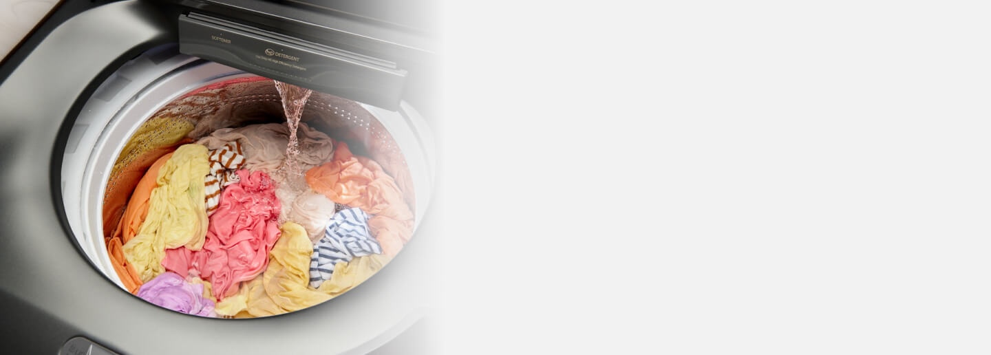 Laundry inside a top load washing machine