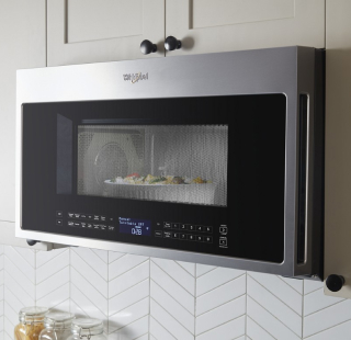 A Whirlpool® over-the-range microwave