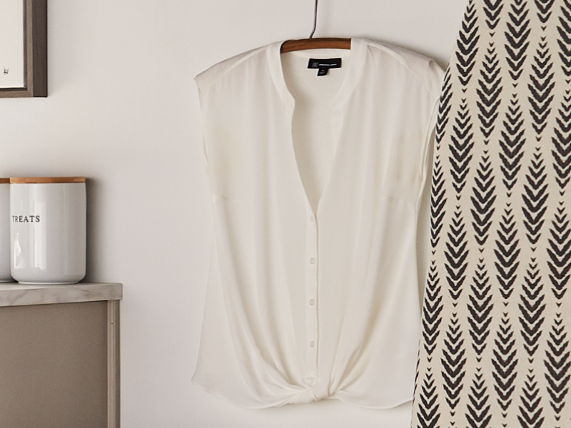 White blouse hung on a hanger