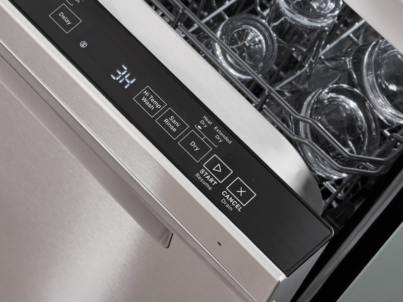 Control panel on a Whirlpool® top control dishwasher