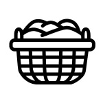 Clothes in laundry basket icon