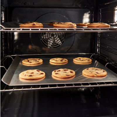 Cookies baking in an oven