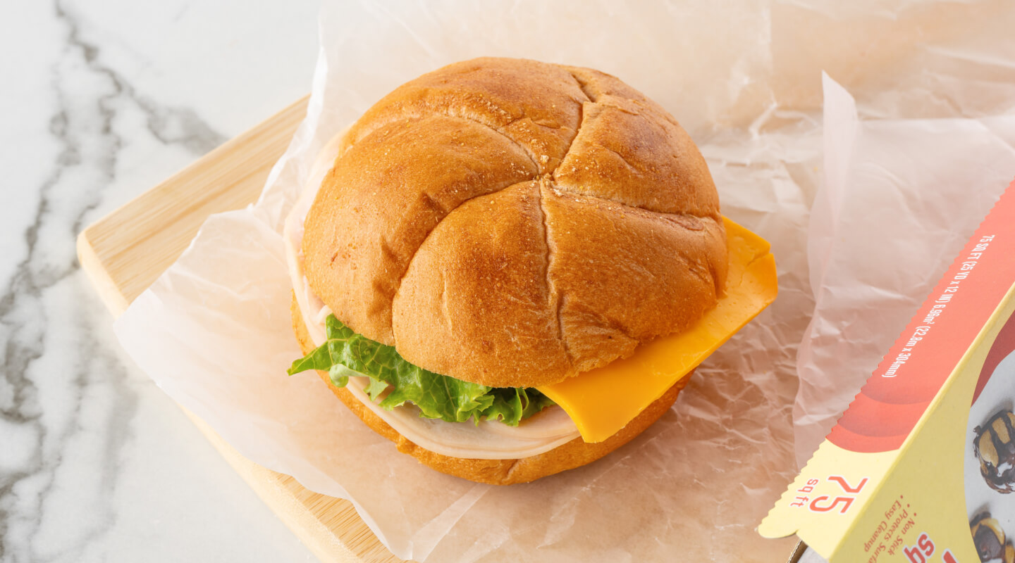 Sandwich on parchment paper Sandwich on parchment paper
