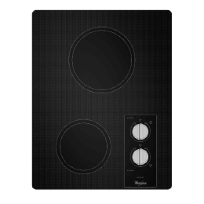 A black 2-burner cooktop