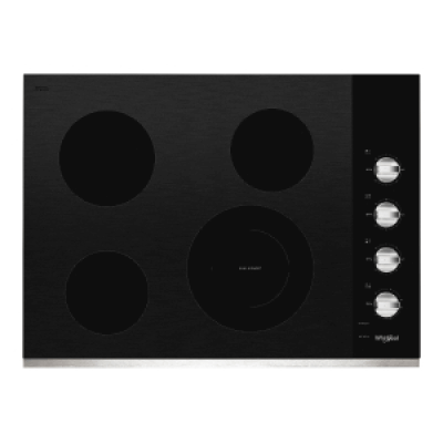 A black 4-burner cooktop