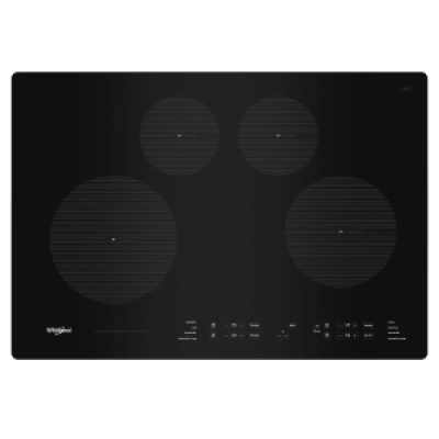 A black induction cooktop