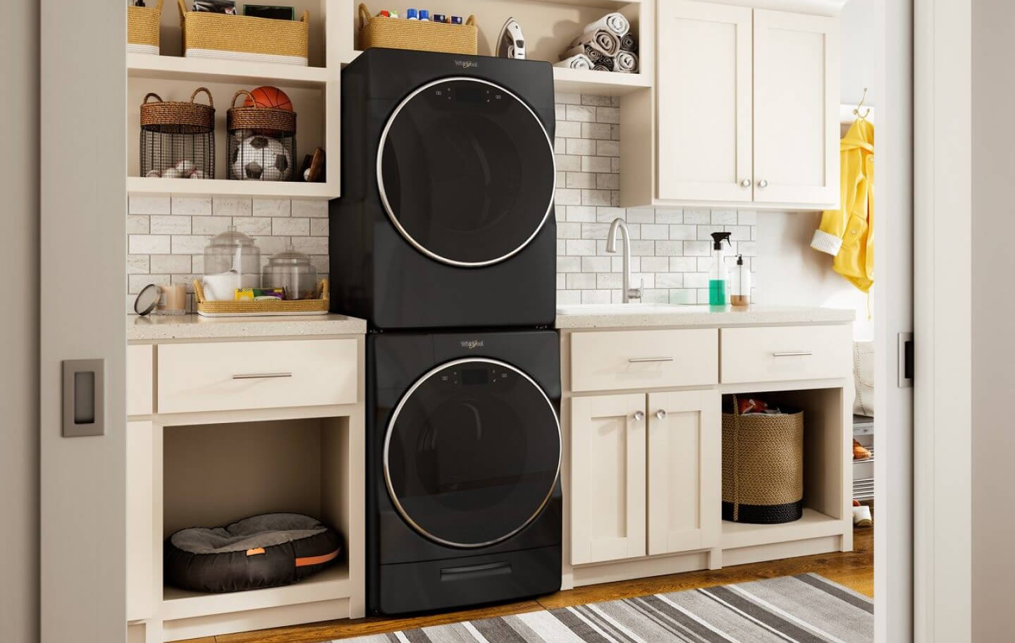 Black Whirlpool® Stackable Washer and Dryer