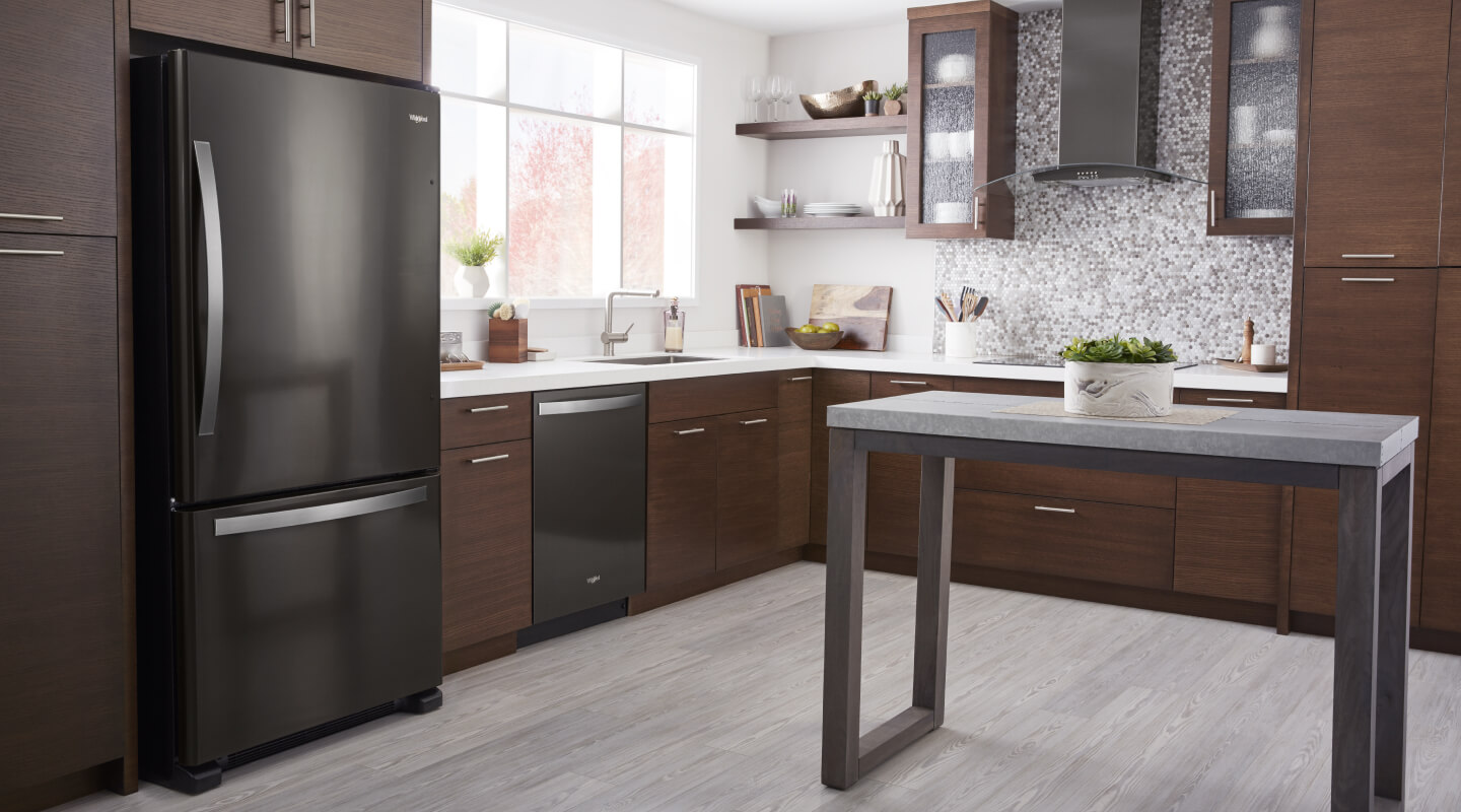 Whirlpool® appliances in a modern kitchen