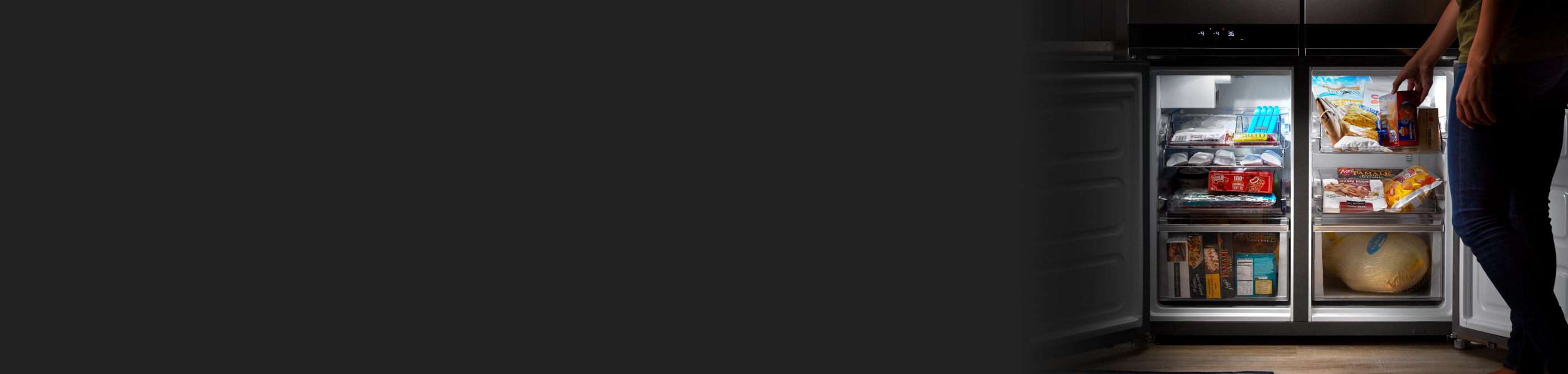 Various frozen items in a freezer