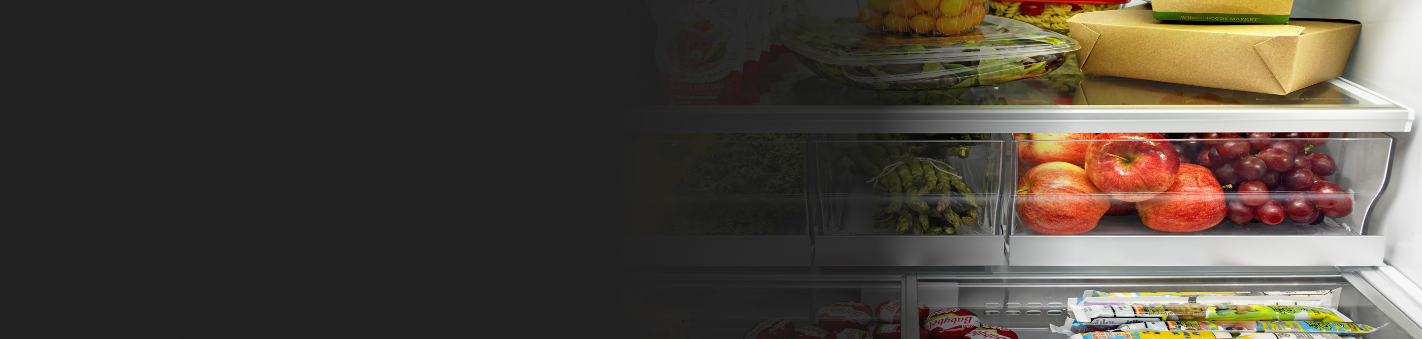 The inside of a refrigerator filled with food