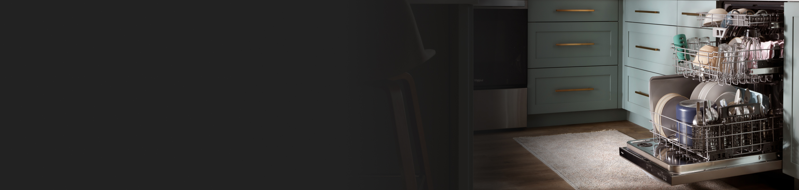 Whirlpool® dishwasher in a colorful kitchen