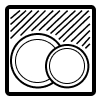 Two dishes in a dishwasher icon