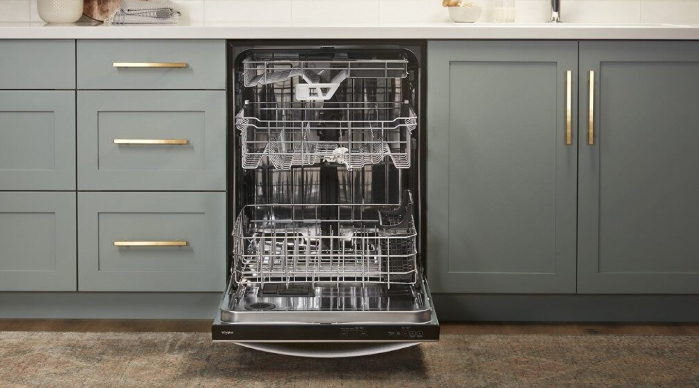 An open dishwasher